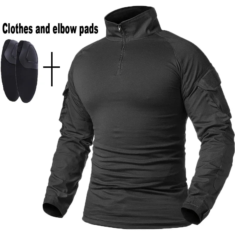 Outdoor Tactical Uniform Military Camo Hiking Training Shirts Workwear Cargo Pants+Pads Airsoft Paintball Hunting Clothes Sets