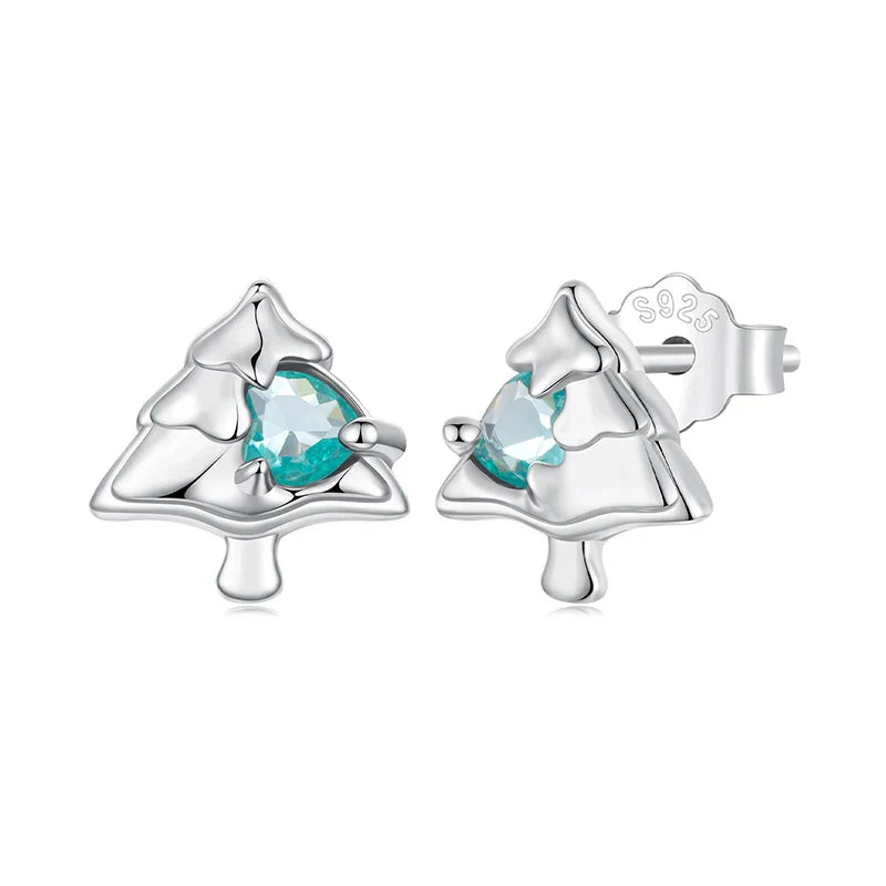 WOSTU 925 Sterling Silver Animals Cute Paws Rainbow Stud Earrings For Women Heart Oval Flower Zircon Crab Ear Studs Jewelry Gift