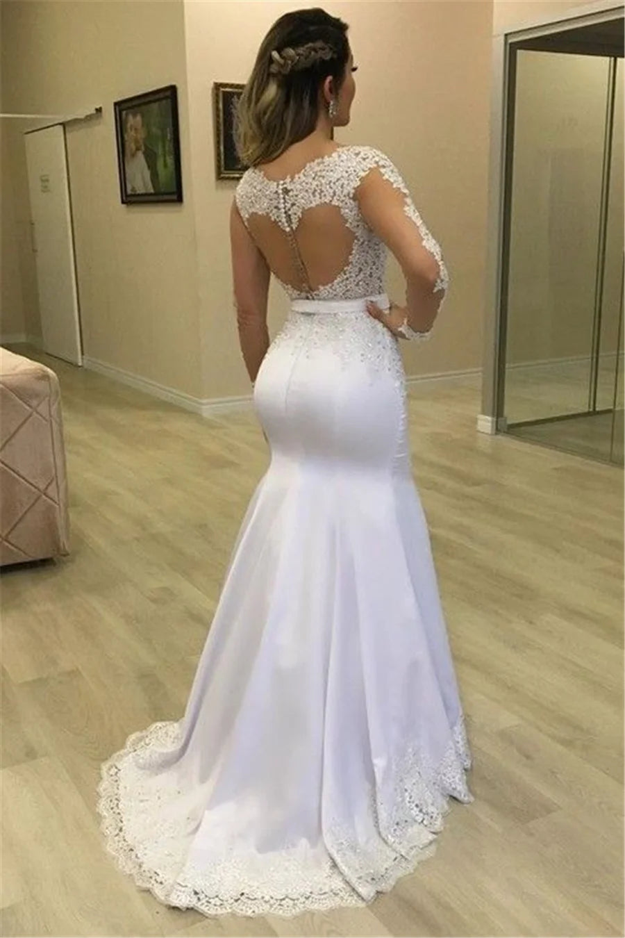 White Bridesmaid Dresses: Wedding Dresses See Through Back Custom Two Pieces