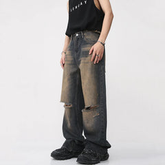 Jeans Summer High Street Men's Wide Leg Denim Pants Gradient Straight Trousers