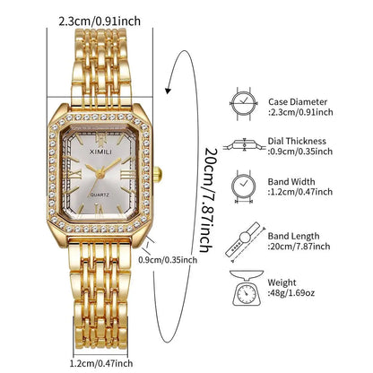 Fashion Rectangle Women Watches Ladies Rhinestone Quartz Watch Bracelet Strap Wristwatch Reloj Mujer（Without Box）