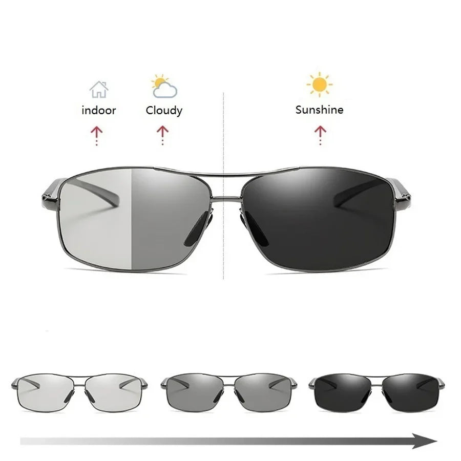 Fashion Photochromic Polarized Sunglasses Men Women Vintage Square Sun Glasses Man Brand Designer Driving Fishing UV400 Eyewear