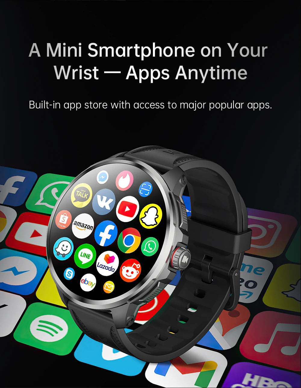 KUMI Watch X3 Pro Android 4G WiFi Smartwatch, 1.75" AMOLED, GPS, 200MP Camera, 32GB, Waterproof, Fitness Tracking Smart Watch