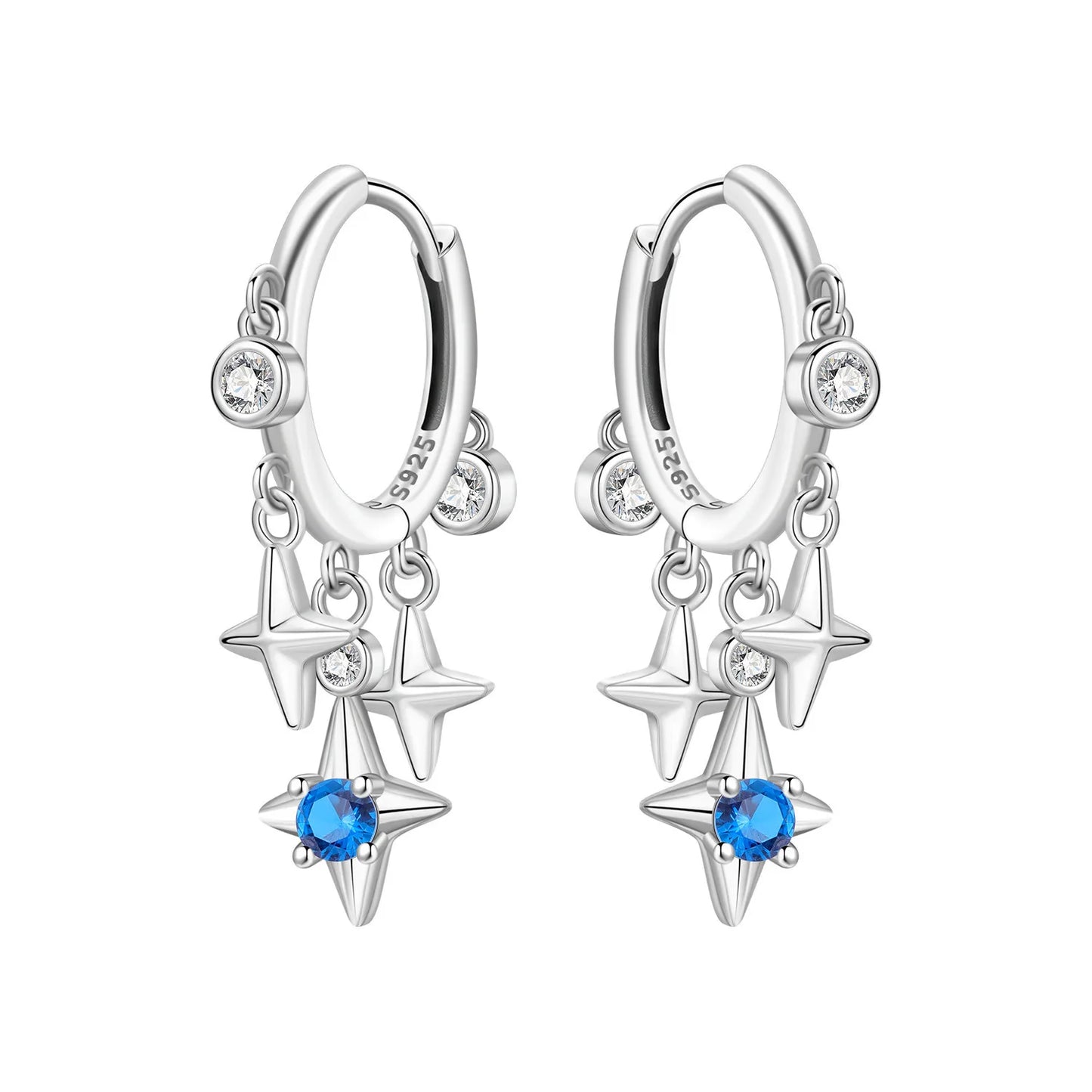 PANPOKI 925 Sterling Silver Multi Layer Starry Tassel Drop Earrings Women Earrings Charm Trend Versatile Party Jewelry Gifts