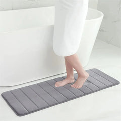 Olanly Memory Foam Bath Mat Super Absorbent Bathroom Mat Shower Carpet Soft Coral