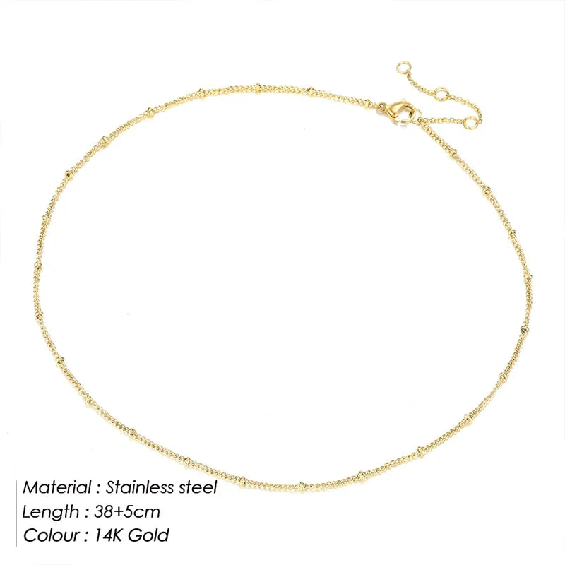 eManco Gold Color Stainless Steel  Chain Choker Necklace Women Chain Necklace Sets for Women gift