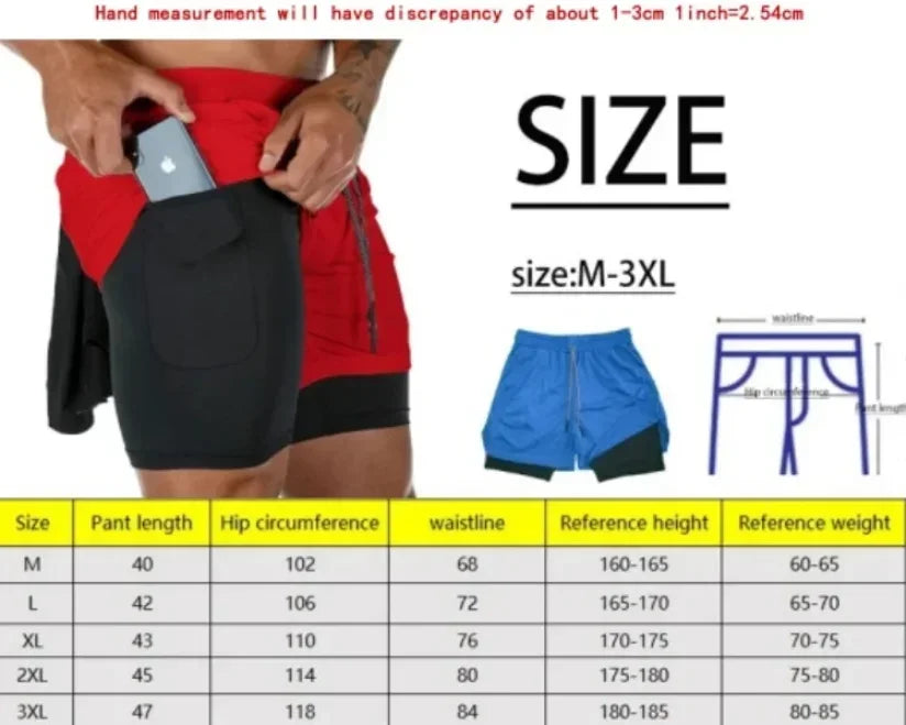 EVERLAST Men's Compress Shirt + 2-in-1 sports shorts 2pcs Set Leisure Breath Short Sleeve Sport Jogging Gym Brand Print Clothing