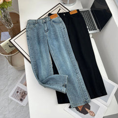 Spring Autumn 100KG Split Leg Opening Drainpipe Jeans