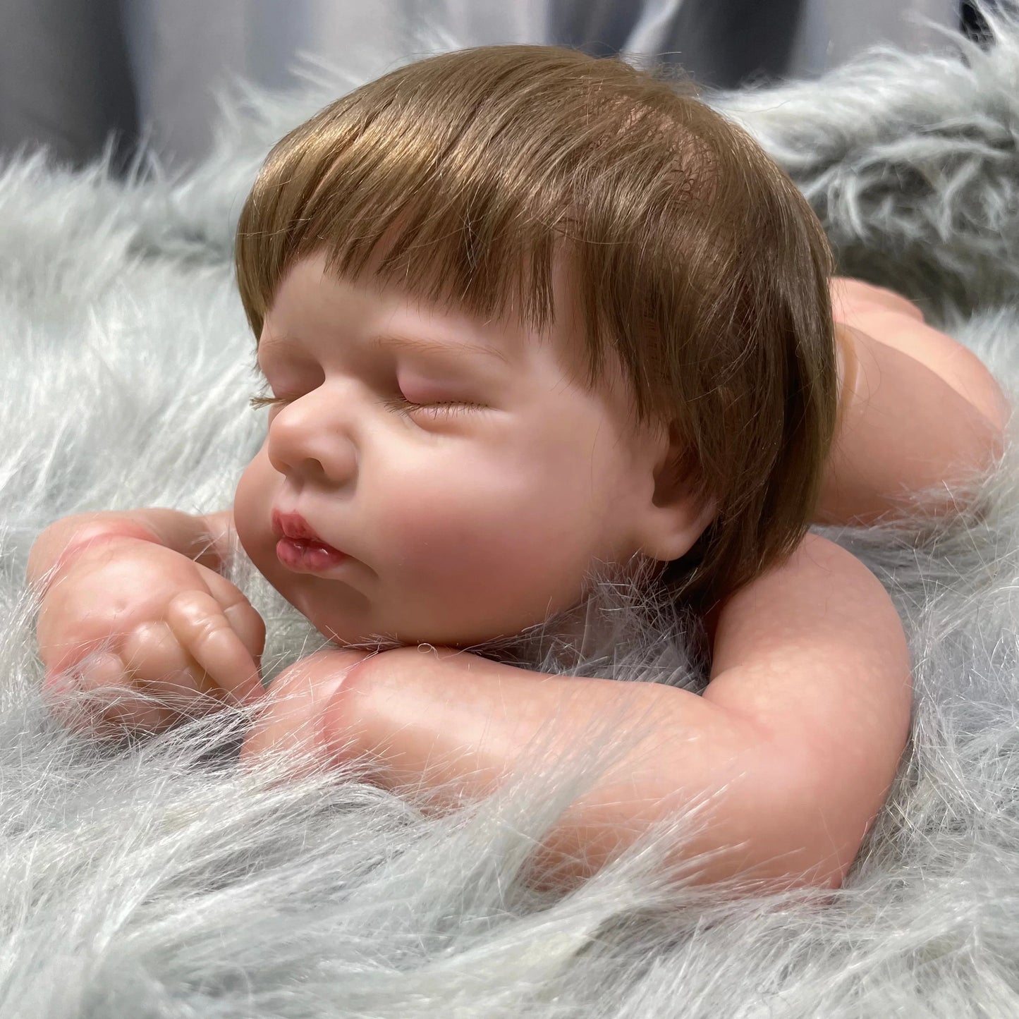 20Inch Painted Reborn Doll Kit LouLou With Rooted Hair and Cloth Body Unassembled DIY Doll Parts Toy
