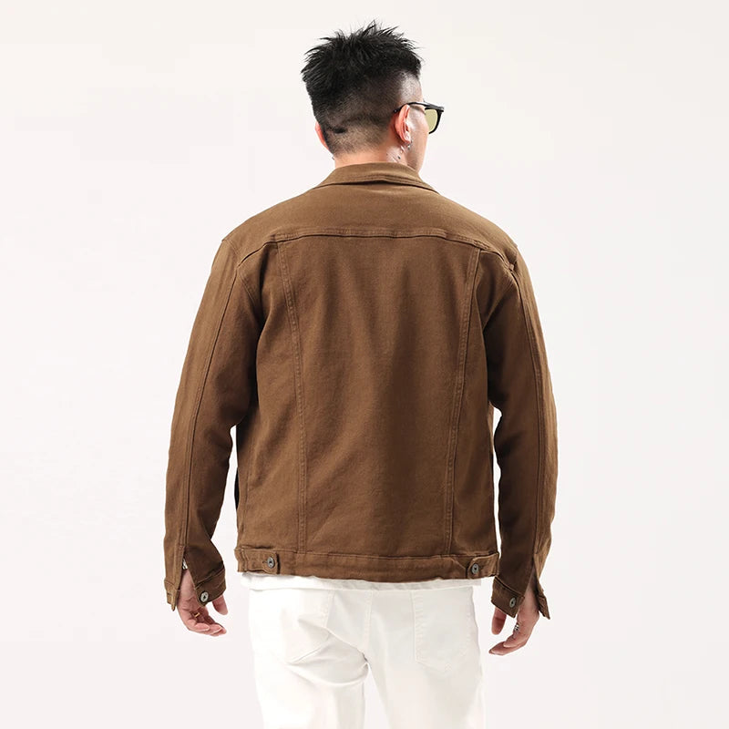 Men's Caramel Denim Jacket spring and autumn style denim jacket for men