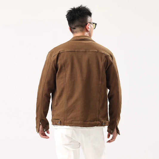 Men's Caramel Denim Jacket spring and autumn style denim jacket for men