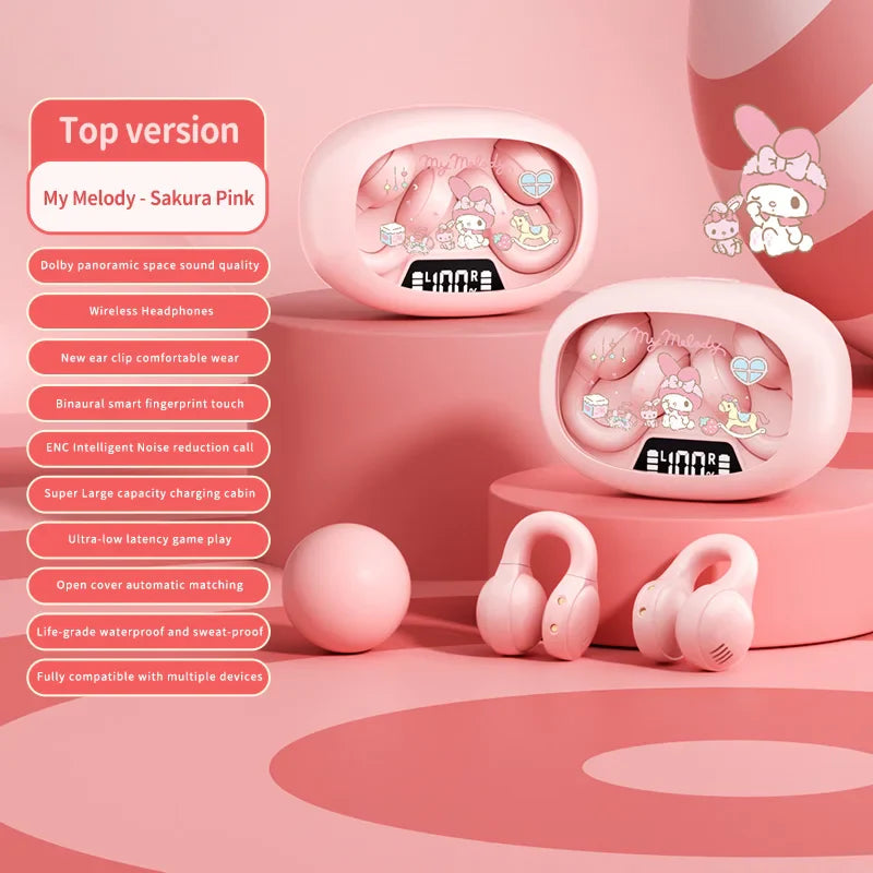 X53 Wireless Headphones Bluetooth Headset Smart Digital Display Volume Adjustment Cute Cartoon Ear Clip Wearing Comfortable