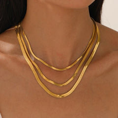 316L Gold Color Stainless Steel Snake Chain Necklace for Women Men Herringbone