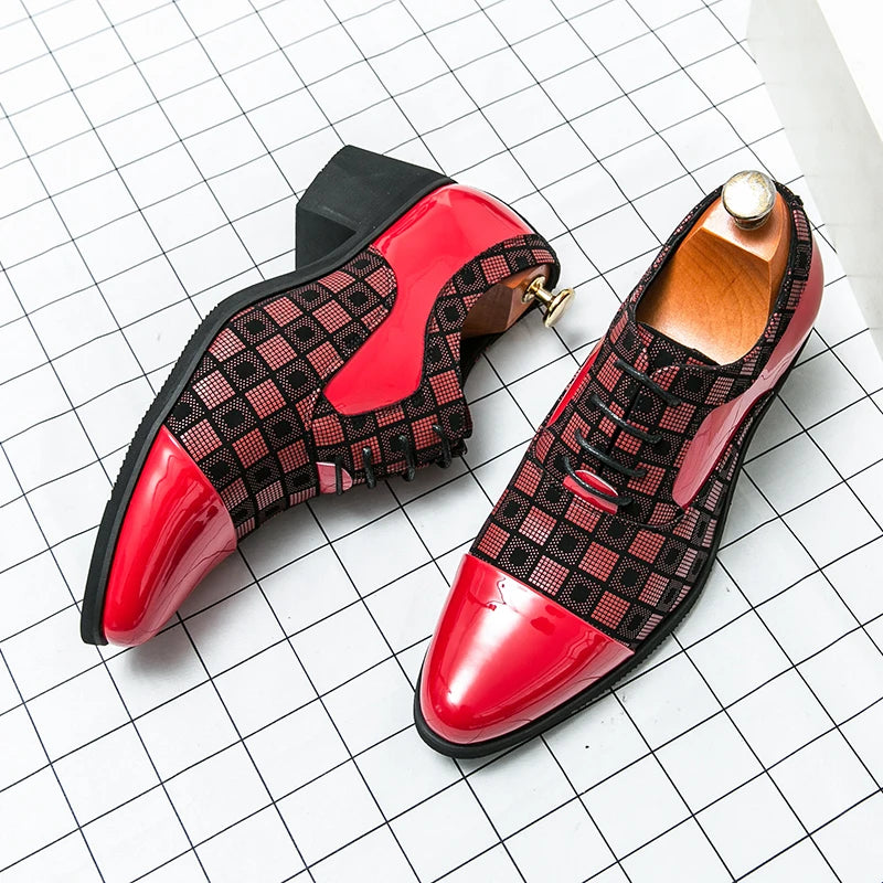 Luxury Red Men's High Heel Shoes 2024 Designer Pointed Wedding Formal Shoes Men Business Dress Shoes For Men Leather Oxfords