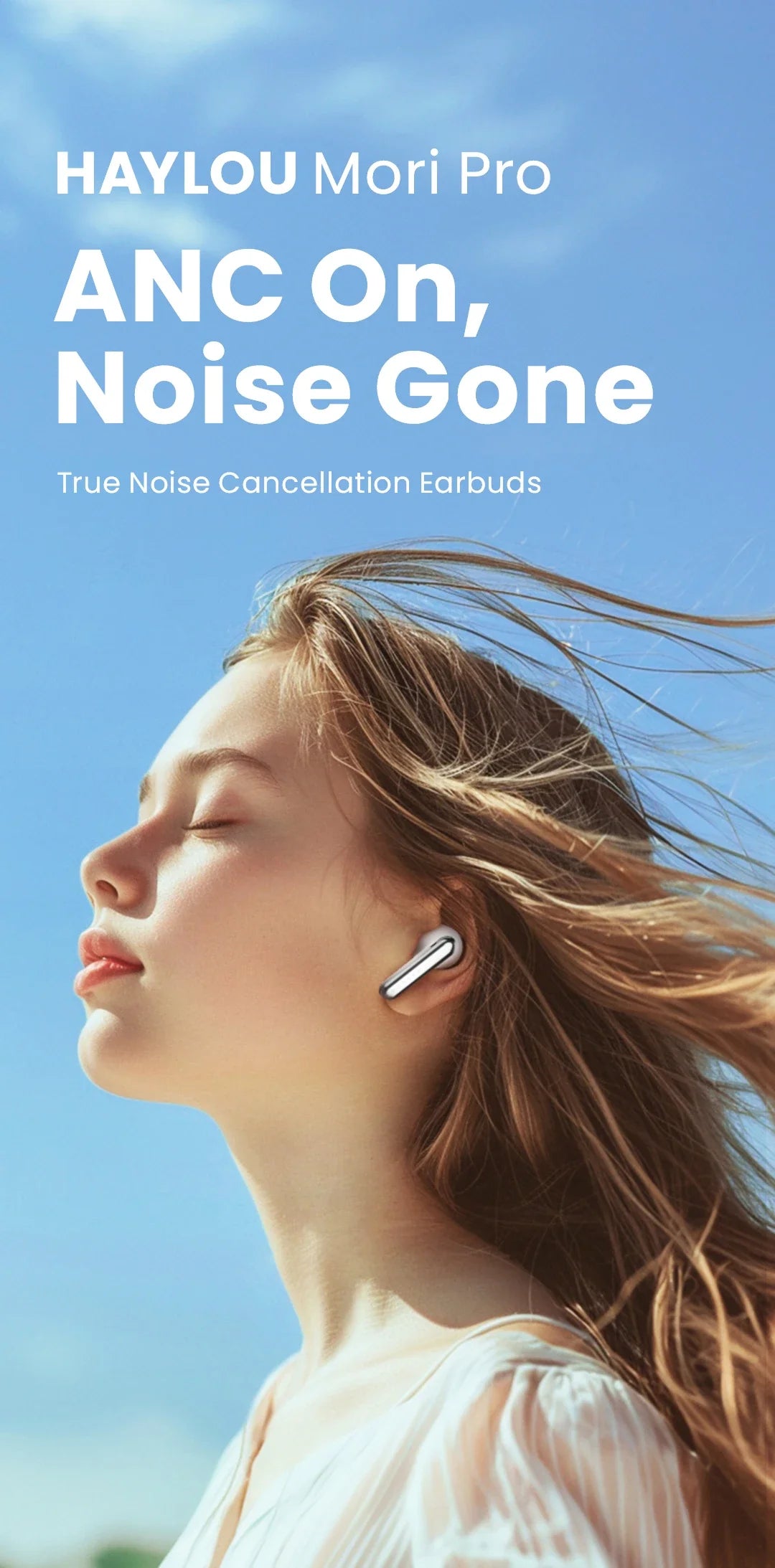 HAYLOU Mori Pro Bluetooth 5.4 Earphones -43dB ANC Active Noise Cancellation Earbuds 6 Mic Wireless Headphones 35H Battery Life