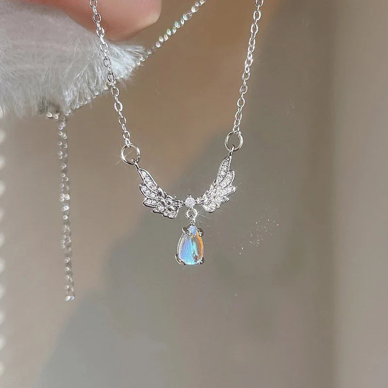 Fairy Elegant Pink Round Crystal Pendant Necklace Simple Design Korean Fashion Girls Women Star Clavicle Chain Jewelry Gifts