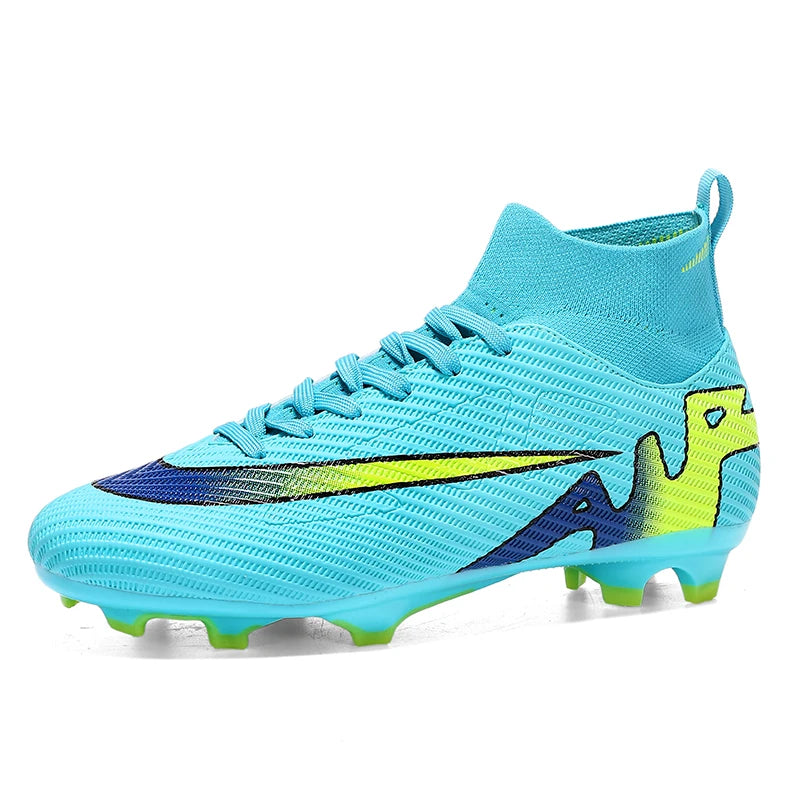 Professional Men High Ankle Football Boots Soccer Cleats TF/FG Training