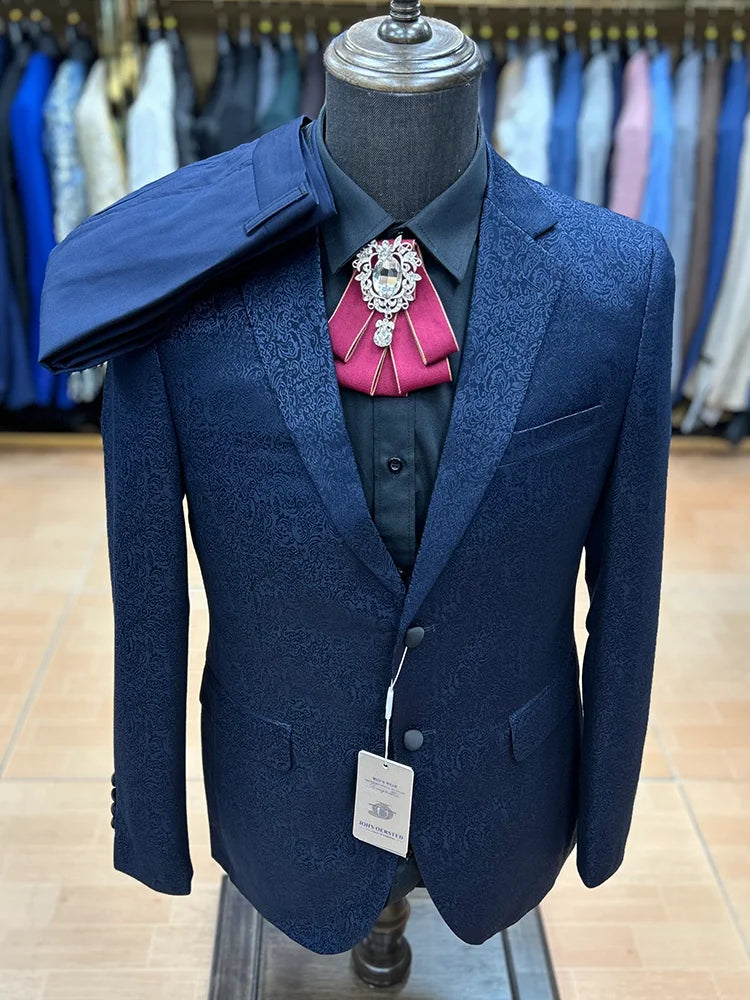 Tuxedo for Mens: Floral Printed Wedding Men Suit Three-Piece Slim Fit Stage