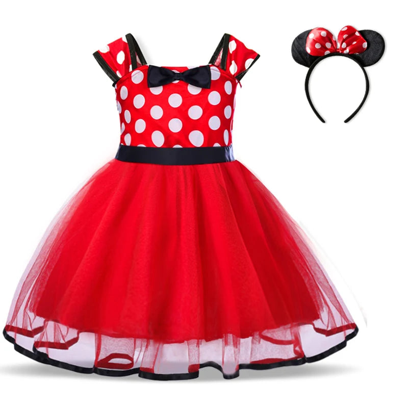 Cute Baby Girl Dress for 9M-4Yrs Children Summer Clothes Kids Minnie Mouse Polka