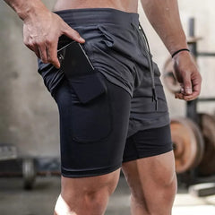 Running Shorts Men Gym Sports Shorts 2 In 1 Quick Dry Workout Training Gym