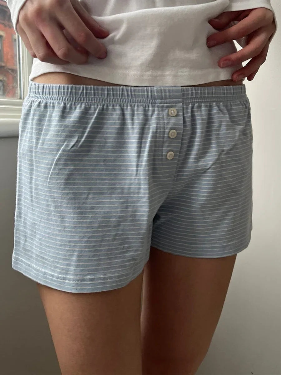 Womens Y2K Pajama Shorts Low Waist Striped Boxer Shorts Cute Lounge Floral Pj Shorts Bottoms Comfy Sleep Shorts Streetwear