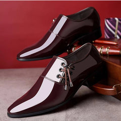 Men Pointed Toe Leather Shoes Men's Business Formal Shoes Men's Bright Casual Shoes