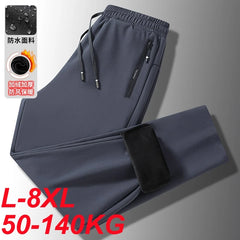 Waterproof Outdoor Pants Men Thick Fleece Liner Big Size 8xl 7xl 6xl 5xl Windproof