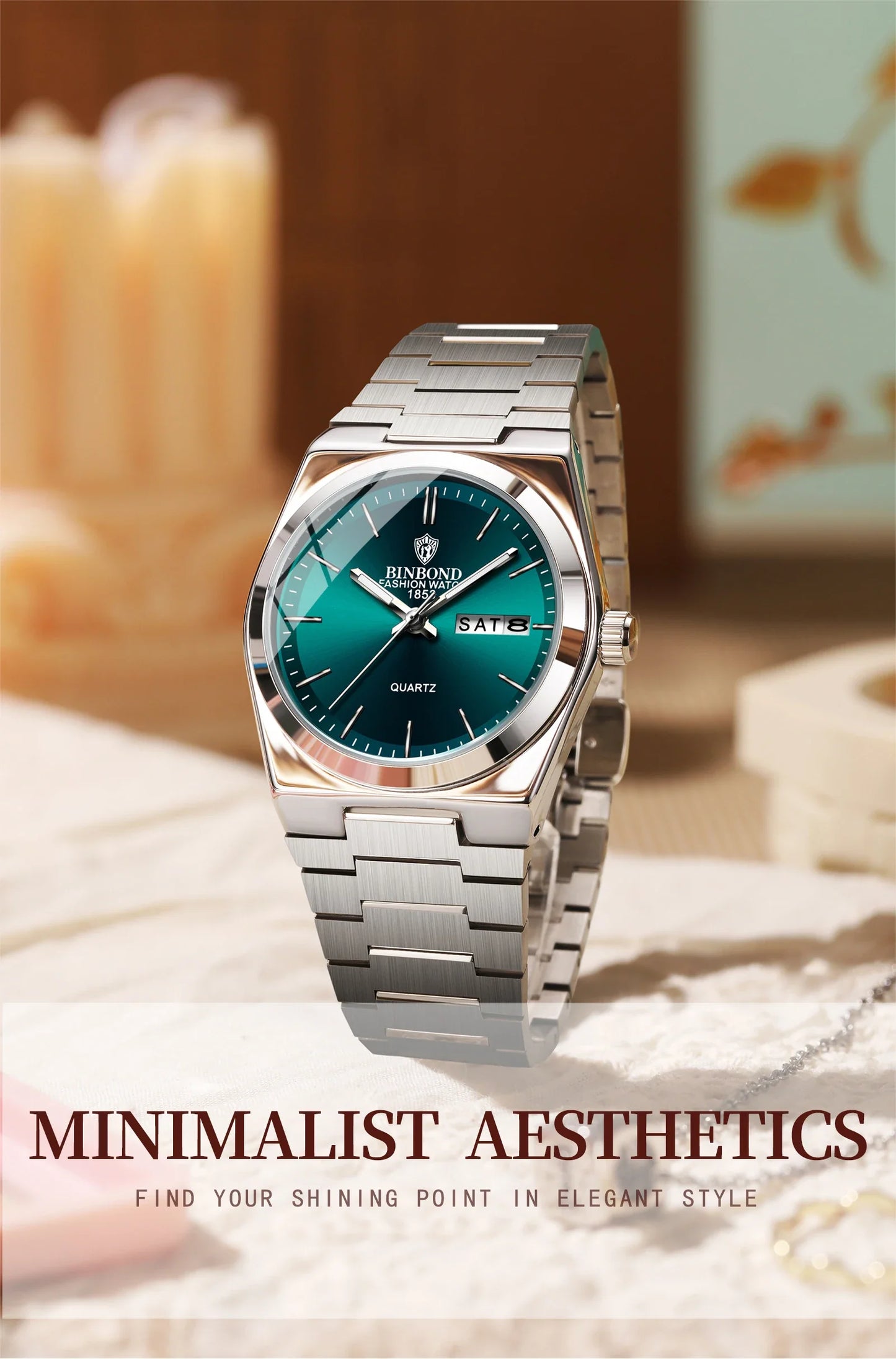 BINBOND 103 Business Women's Quartz Watch Waterproof Double Calendar Night Light Non Mechanical Ultra Thin Women's Quartz Watch