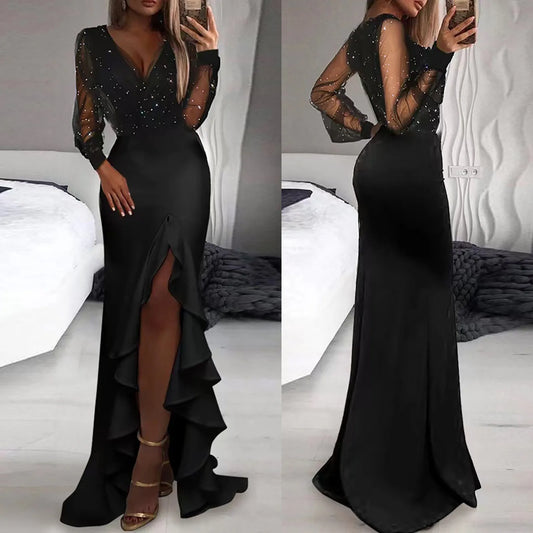 Evening wear Dresses: Long Dress Women's Deep V Neck Dress