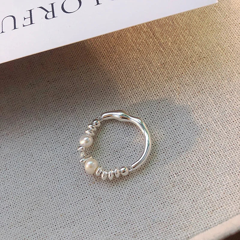 925 Sterling Silver Rings Party Jewelry Vintage Charm Double Layer