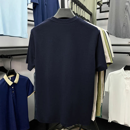 High end silky cotton breathable short sleeve T-shirt men summer designer Paul brand embroidered fashion casual round neck top