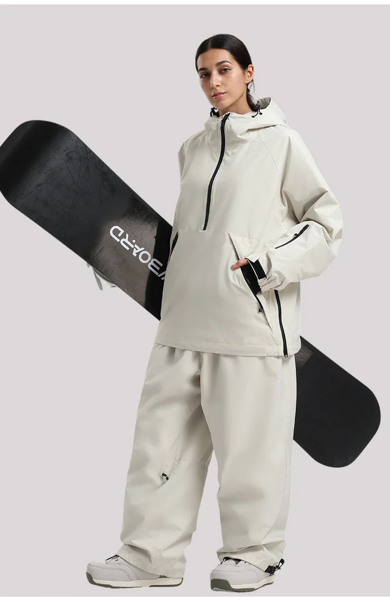 Gsou Snow 2025 Women's & Men's Slim Fit Ski Suit Set - Thermal Insulated Waterproof Snowboard Jacket & Pants for Outdoor Sports