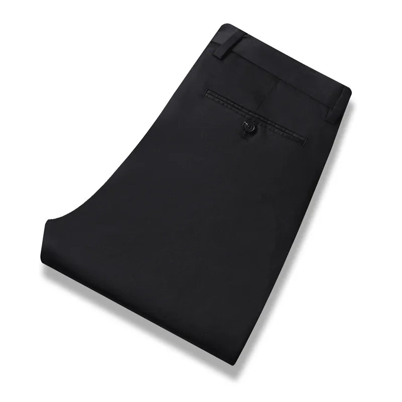 Autumn Smart Casual Suit Pants Men Stretch Straight Black Khaki Trousers Formal