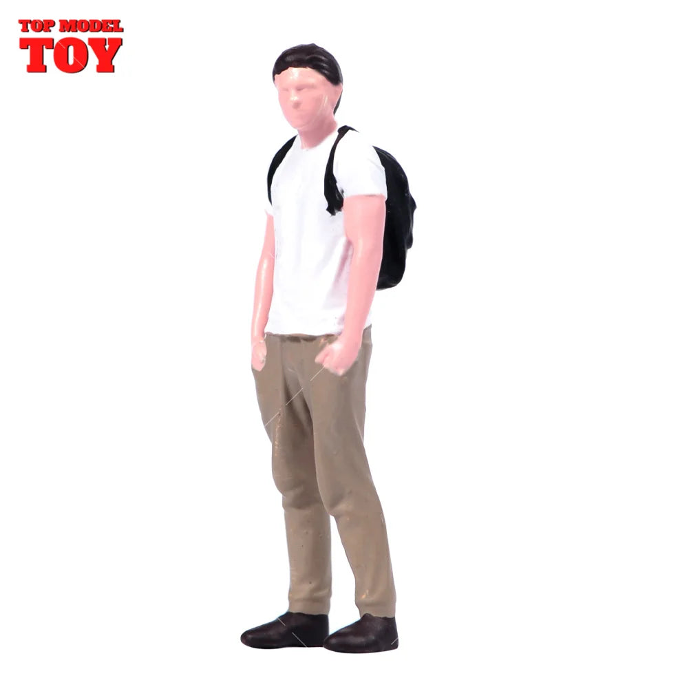 Painted Miniatures 1/64 Scale Beauty Handsome Boy Policeman Girls Male Female Scene Figure Model For Car Vehicles Decorate