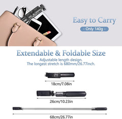 Selfie Stick Tripod Extendable Wireless Bluetooth Remote Portable Smartphone Tripod