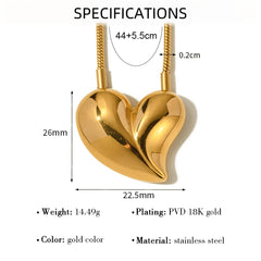 Stainless Steel Heart Pendant Necklace for Women Vintage Snake Chains Chic 18K Gold