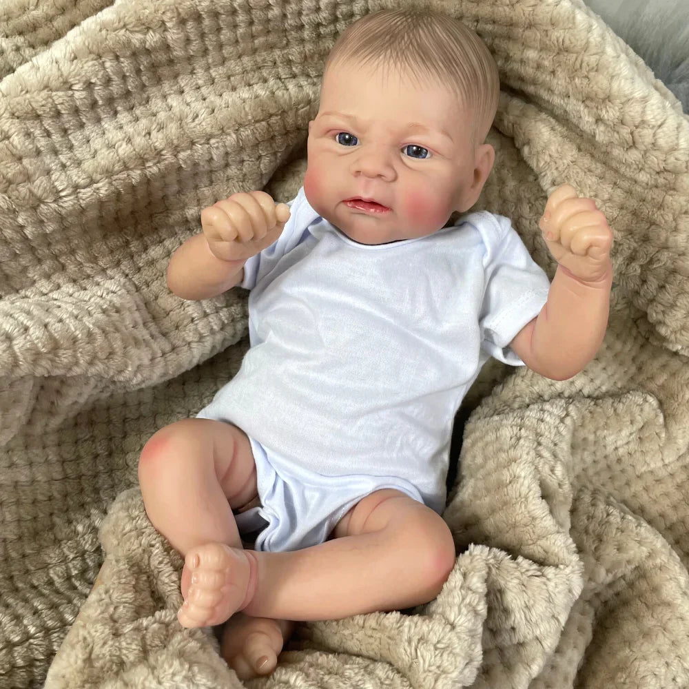 17Inch Already Painted Bebe Reborn Doll Elijah Newborn Doll Handmade Painted Hair 3D Skin Tone Visible Veins Gift For Girls