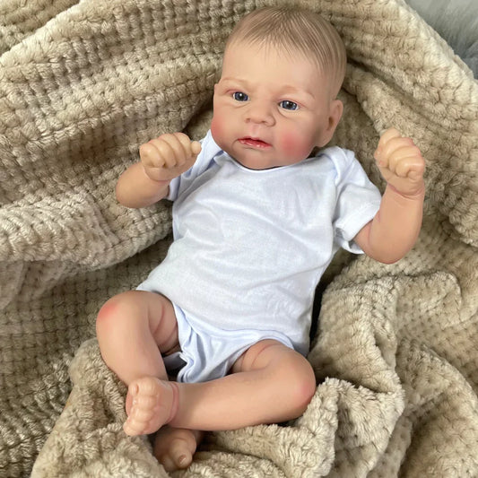 17Inch Already Painted Bebe Reborn Doll Elijah Newborn Doll Handmade Painted Hair 3D Skin Tone Visible Veins Gift For Girls