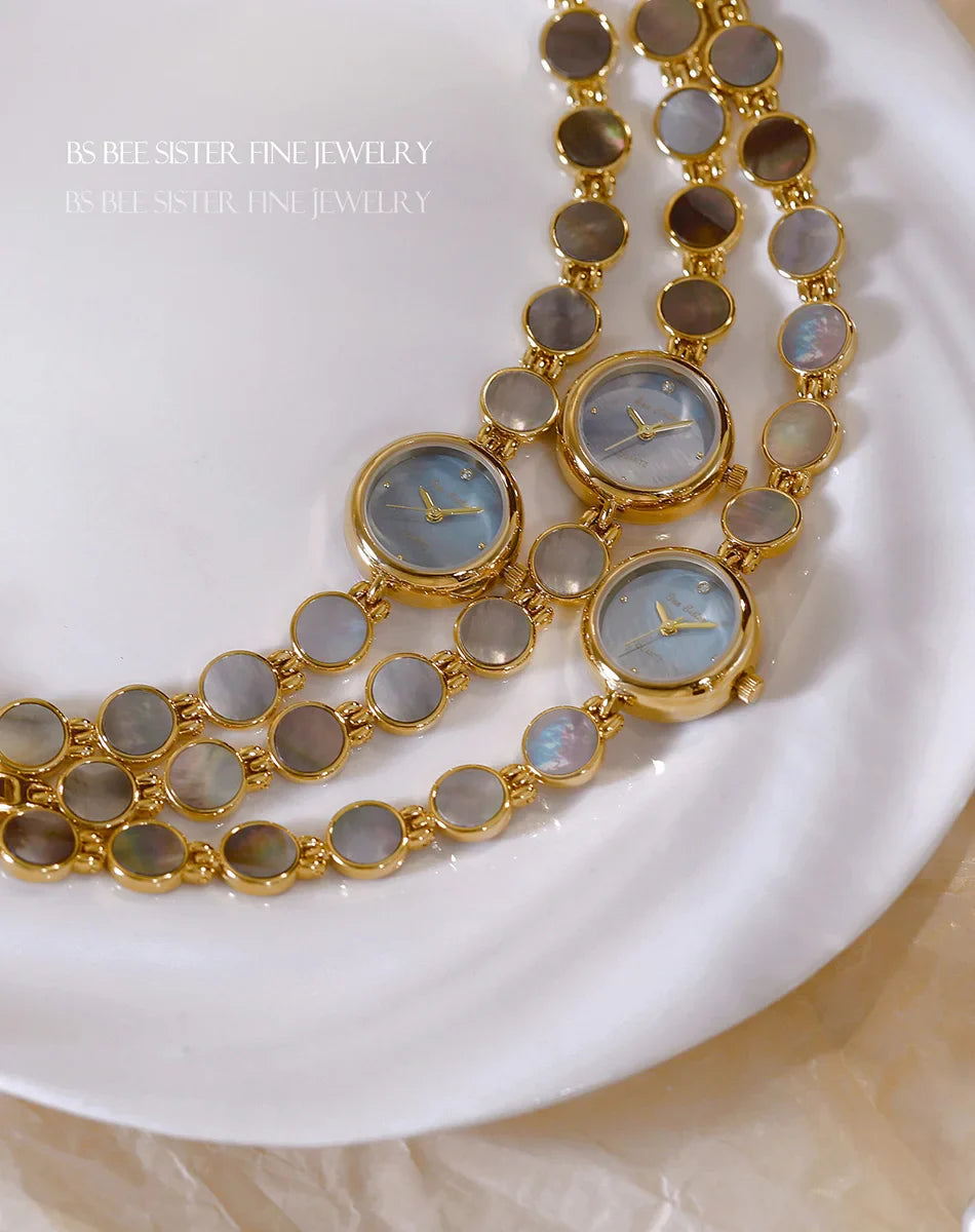 Luxury Ladies Watches Gold Small Dial Natural Shell Bracelet Clock Gifts For Women Lady Fashion Dress Quartz Wristwatch