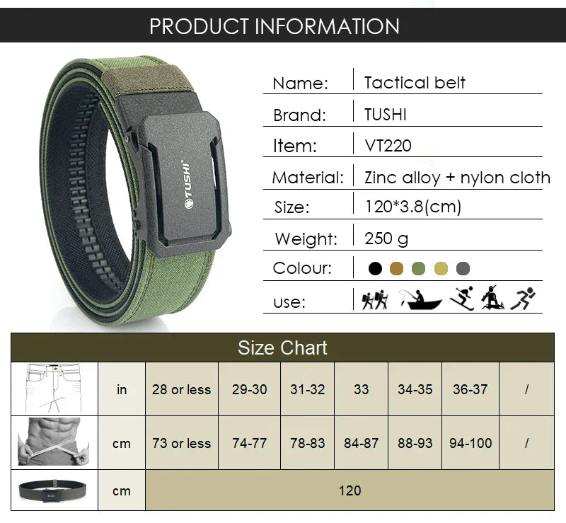 VATLTY New Military Belt for Men Sturdy Nylon Metal Automatic Buckle Police Duty Belt Tactical Outdoor Girdle IPSC Accessories