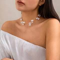 Niche Vintage Choker Beaded Clavicle Chain Baroque Imitation Pearl Necklace