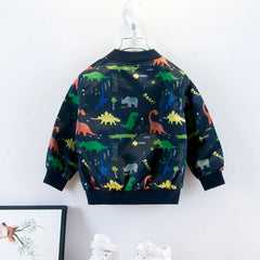 Boys Kids Jacket Outerwear Long Sleeve Coat Boy Dinosaurs Pattern Coat Kids Spring Autumn Kids Clothes Boy