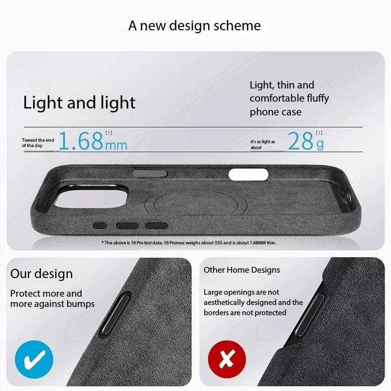 Real Alcantara Magsafe Case for iPhone 16 17 Pro Max 15 14 Luxury Magnetic Magnetic Supercar Interior Leather Magnet Phone Cape