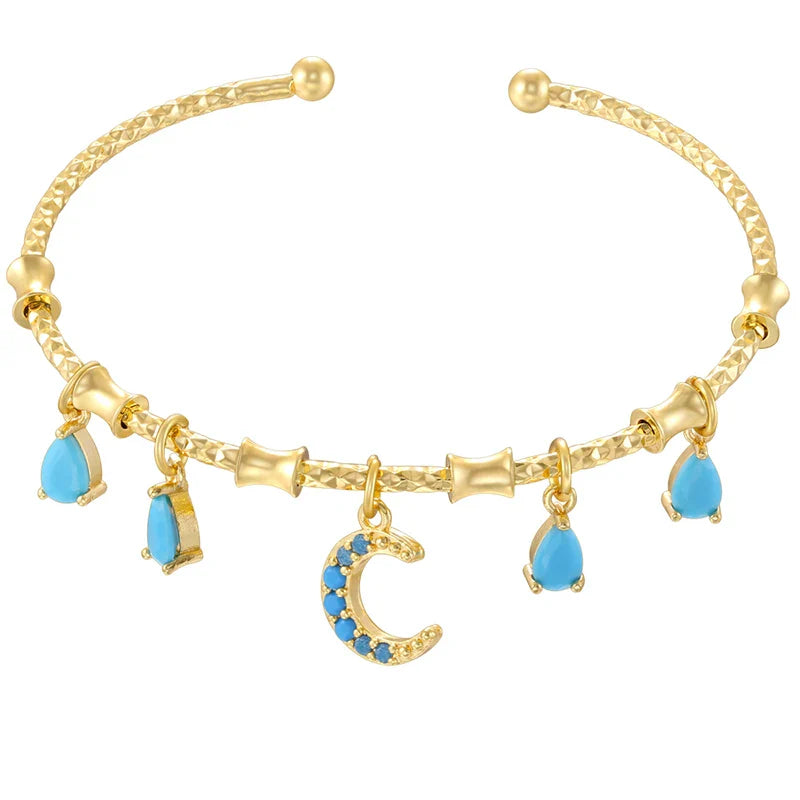 ZHUKOU candy charms bracelet for women Gold color romantic round charms bangles lady birthday gifts Man bracelet Jewelry VL338