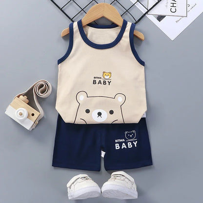 2PCS Children Sets Kids Clothes Spring and Autumn  Underwear Set Pure Cotton Boys' and Girls' Pajamas, Home Clothes