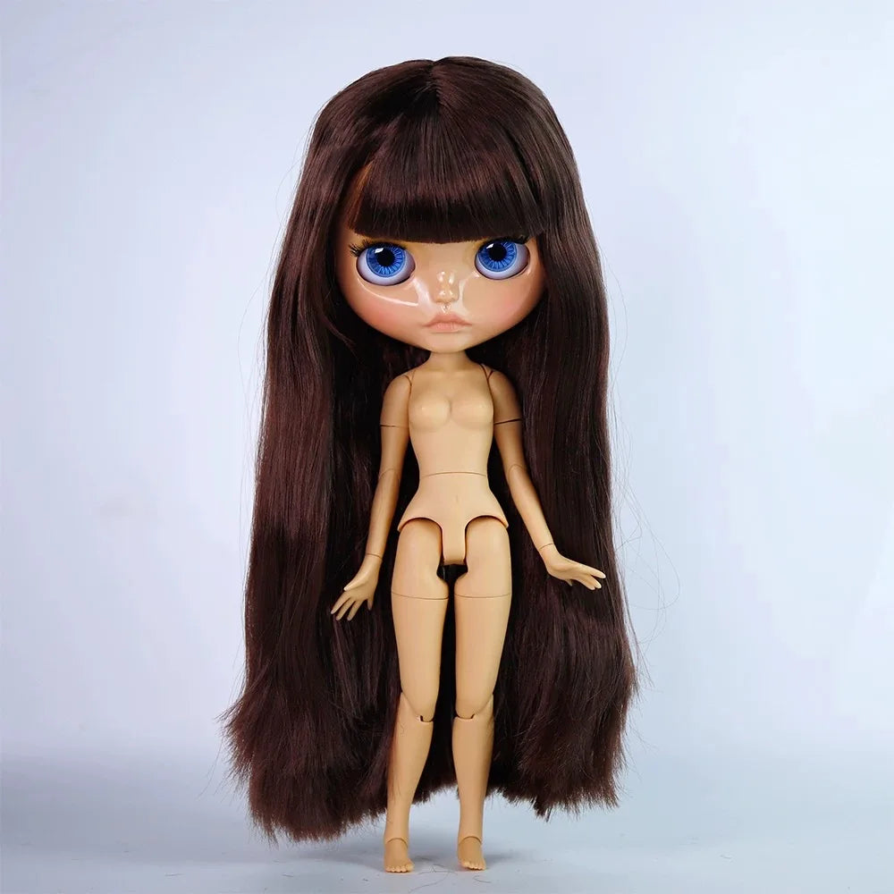 ICY DBS Blyth Doll Tan Skin Matte Face Glossy Face Pouting Lips 30CM BJD 19 Joints Body Doll DIY Make Up Costume Doll Gift Toy