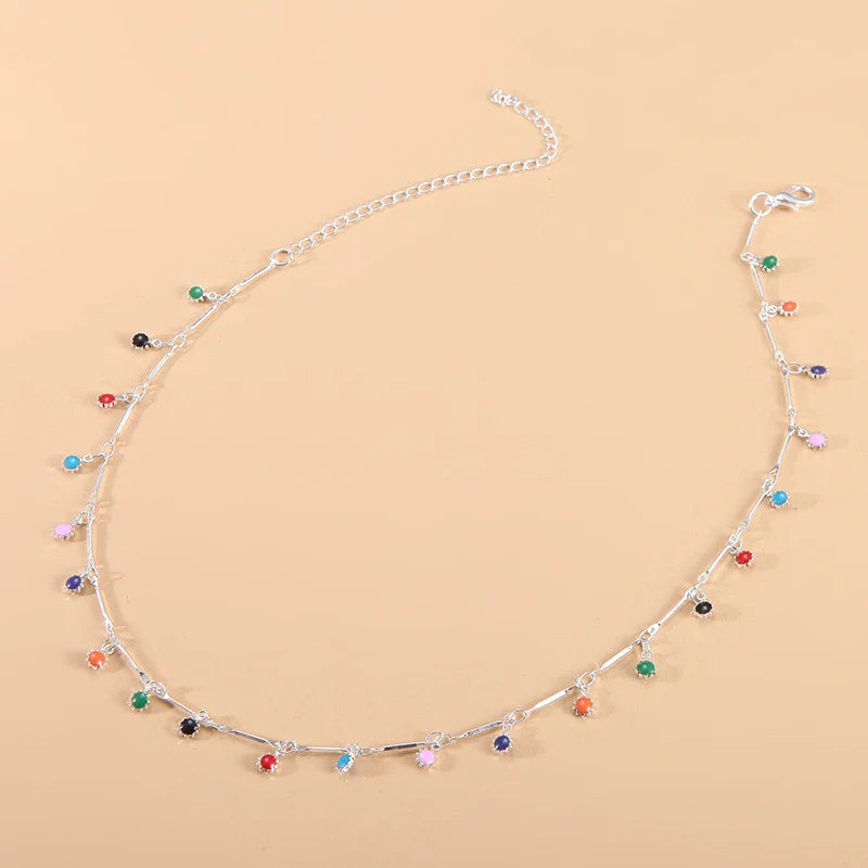 Fashion Simple Candy Color Tassel Necklace for Women Aesthetic All-match Pendant Jewelry Choker Neck Accessories Gift Chain