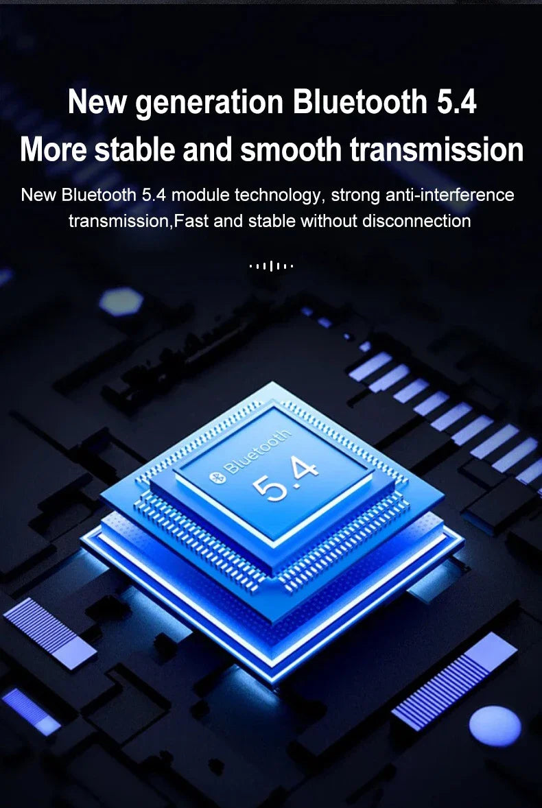 Bluetooth 5.4 Business Earphone Wireless Single Headphone with HD Mic Ear Hook HiFi Stereo Music Earbud for Xiaomi Samsung Phone