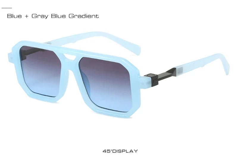SHAUNA New Double Bridges Square Sunglasses Women Fashion Gradient Shades UV400 Retro Polygon Men Sun Glasses