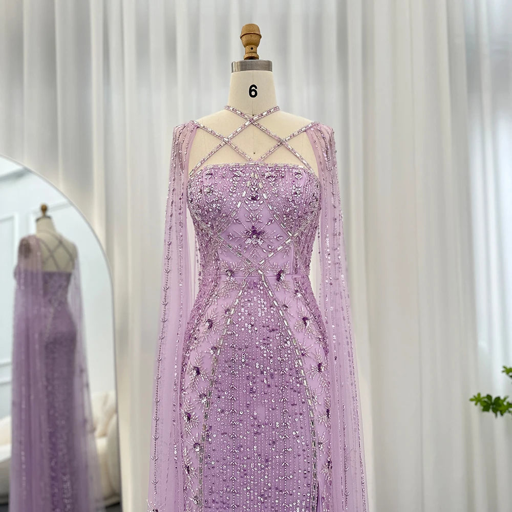 White Bridesmaid Dresses: Sharon Said Aqua Lilac Arabic Mermaid Evening Dress